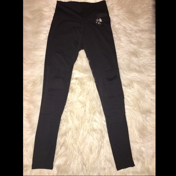 PINK High Waisted Black Slashed Ultimate Leggings - Picture 3 of 7